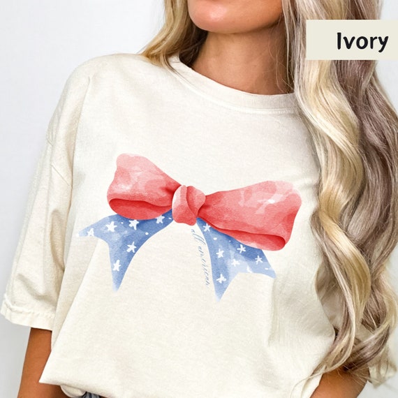 coquette american girl, american flag bow, american mama coquette shirt, all american babe shirt,  american bow shirt, american babe shirt