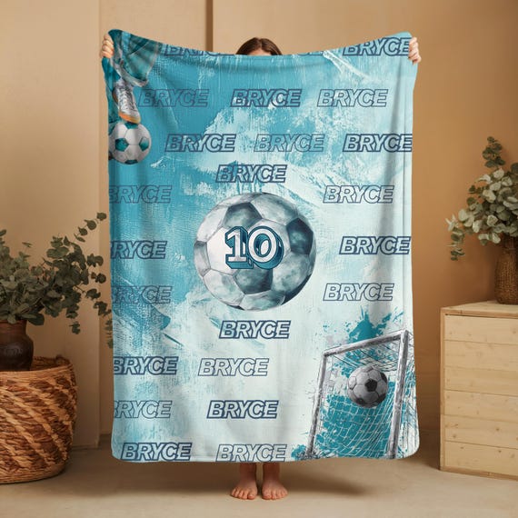 Custom Soccer Throw Blanket, Personalized Soccer Throw, Perfect Gift for Soccer Lovers, Sports Fan Gift, Custom Name & Jersey Number Throw
