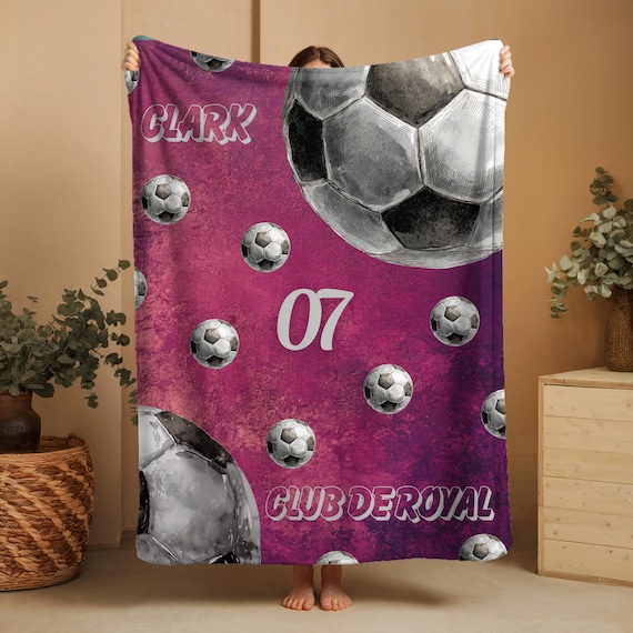 Custom Soccer Throw Blanket, Personalized Soccer Throw, Perfect Gift for Soccer Lovers, Sports Fan Gift, Custom Name & Jersey Number Throw