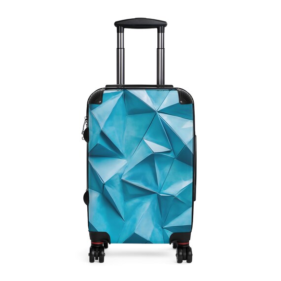 teal suitcase, Turquoise Cabin Suitcase, origami crane art, 3D origami art, Suitcases in 3 sizes, lightweight rolling carry on suitcase
