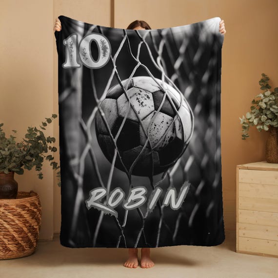 Custom Soccer Throw Blanket, Personalized Soccer Throw, Custom Name & Club Throw, Sports Gift for Players and Fans, Cozy Sports Throw