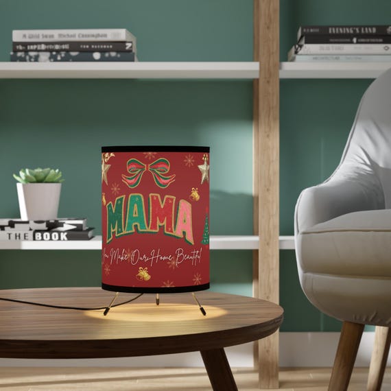 Custom Mama Christmas Lamp, Personalized Name Gift, Holiday Home Decor, Xmas Table Lamp, Unique Gift for Mother, Night Light, Cozy Room Lamp