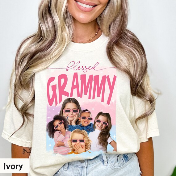 Personalized Grandma Shirt: Blessed Grammy Photo Collage Gift
