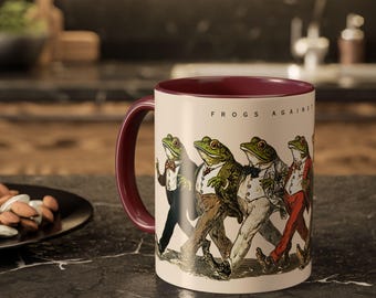Frogs against Fascism, gift for him, frog and toad, coworker gift, gag gift, anti fascism, equal rights, frog coffee cup, social justice mug