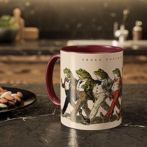 Frogs against Fascism, gift for him, frog and toad, coworker gift, gag gift, anti fascism, equal rights, frog coffee cup, social justice mug