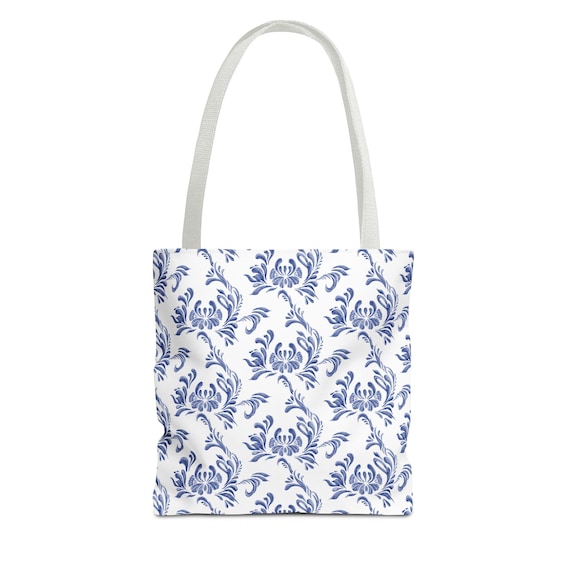 blue chinoiserie custom tote