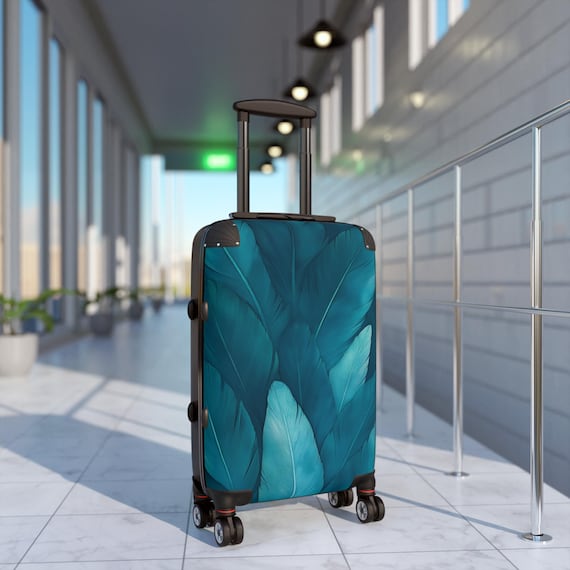 teal suitcase, Blue Fluffy Luggage, Turquoise Cabin Suitcase, fancy luggage, Set of 3 Suitcases, Tourister, Turquoise Hardshell Suitcases