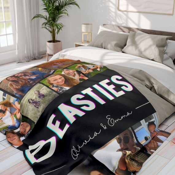 Besties Blanket • To My Besties Personalized Photo Blanket • Custom Picture BFF Gift • Soul Sister Friendship Throw for Birthday