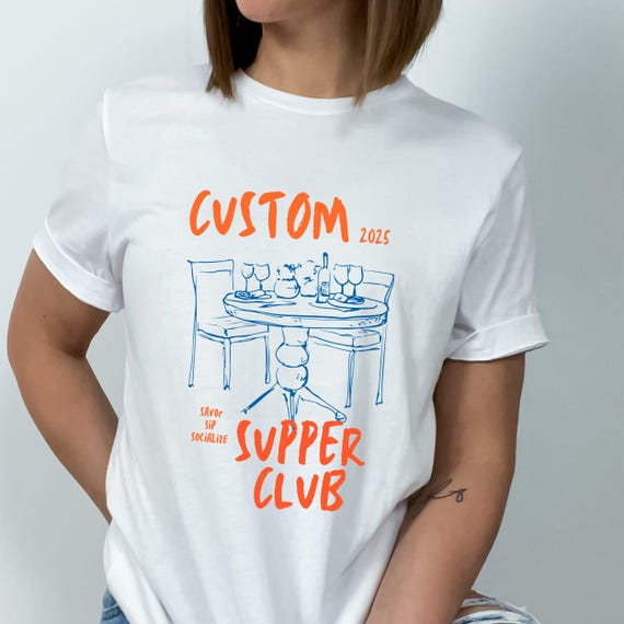 Custom Supper Club, supper club tshirt, kahiki supper club, old fashioned, personalized gift, vintage, dinner party art, foodie gift