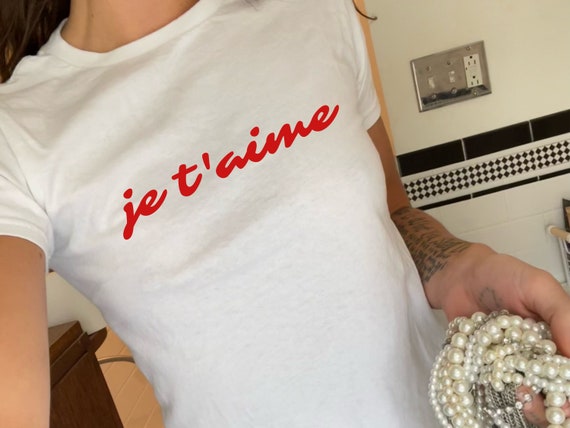 Je t'aime Cropped Tee: French Slogan, Y2K Baby Tee