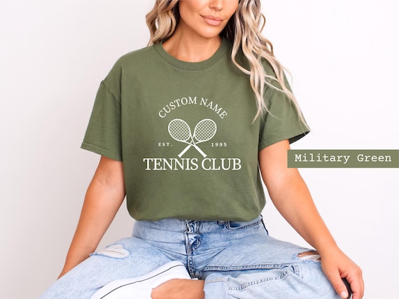 custom tennis club, tennis club shirts, tennis social club, tennis team shirts, tennis themed shirts, Tennis Player customizable Gift
