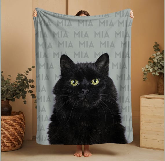 Customizable Pet Blanket • Cat Name Blanket & Custom Pet Face Throw • Personalized Pet Baby Blanket • Pet Picture or Photo Blanket Gift