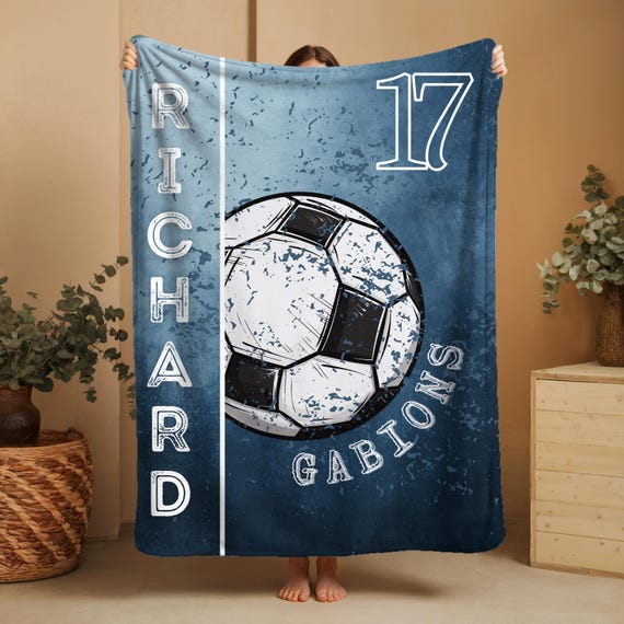 Custom Soccer Throw Blanket, Personalized Soccer Throw, Custom Name & Club Throw  Grunge Sports Gift for Players and Fans, Cozy Sports Throw