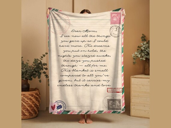 Personalized Letter Blanket · Love Letter Blanket · Custom Text Blanket · Gift for Mom · Keepsake Throw · Handwritten Blanket · Gift