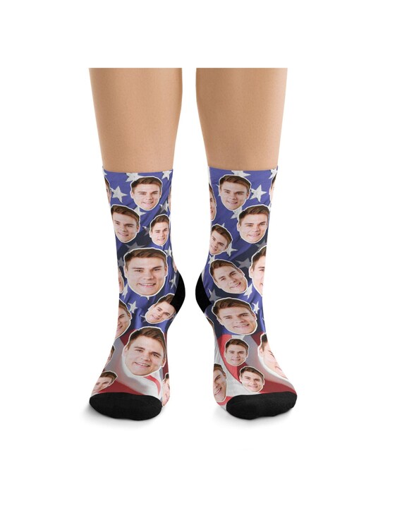 Custom Face Socks -Custom Photo Sock, groomsmen socks american flag, american socks, usa socks, american flag socks, american veterans