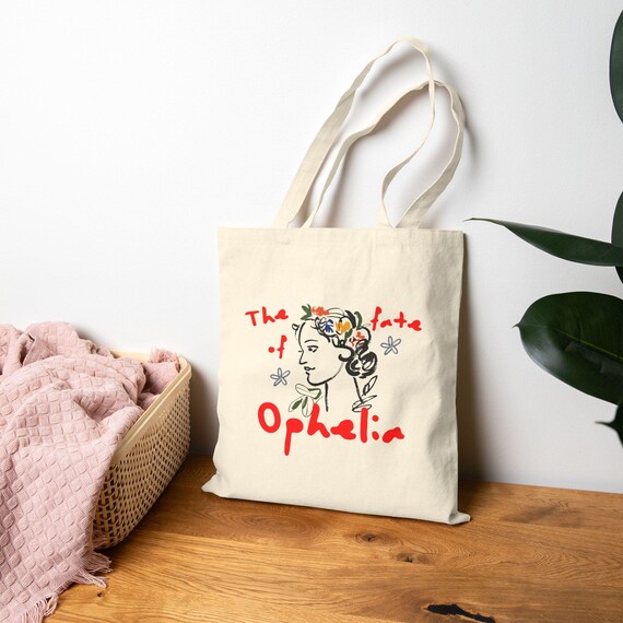 The fate of Ophelia Inspired Tote bag, canvas tote, teacher tote, lunch tote, cute tote bag, ophelia art, gift for her, music lover gift