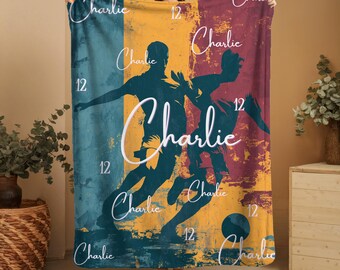 Custom Soccer Blanket, Personalized Soccer Throw, Custom Gift Blanket for Soccer Fans, Cozy Sports Throw, Sports Art Decor, Soccer