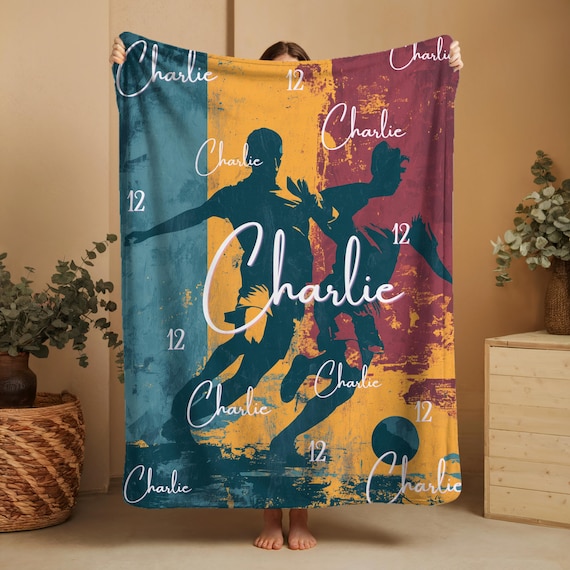 Custom Soccer Blanket, Personalized Soccer Throw, Custom Gift Blanket for Soccer Fans, Cozy Sports Throw, Sports Art Decor, Soccer