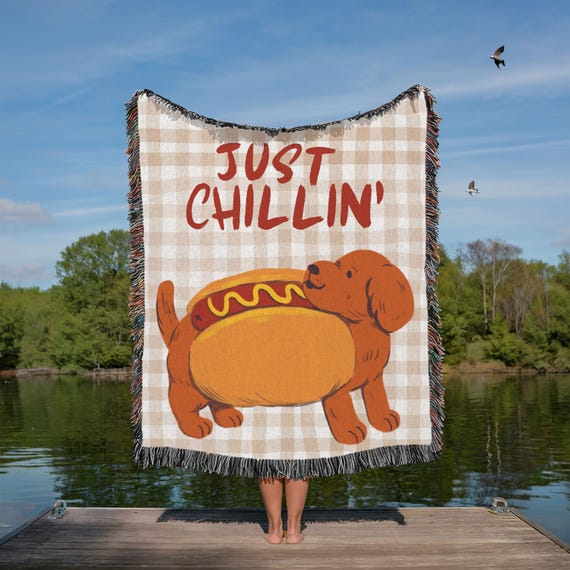 hot dog blanket, just Chilling blanket, House Warming Gift, hotdog throw blanket, funny hotdog, foodie gift set, available in 4 types
