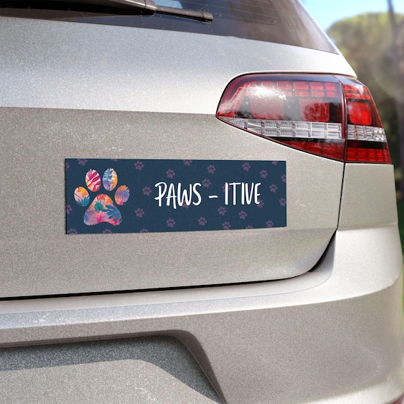 Custom Dog Car Magnet | PAWS-ITIVE Magnet | Personalized Pet Car Magnet | Cute Paw Print Magnet | Funny Dog Gift | Car Accessory