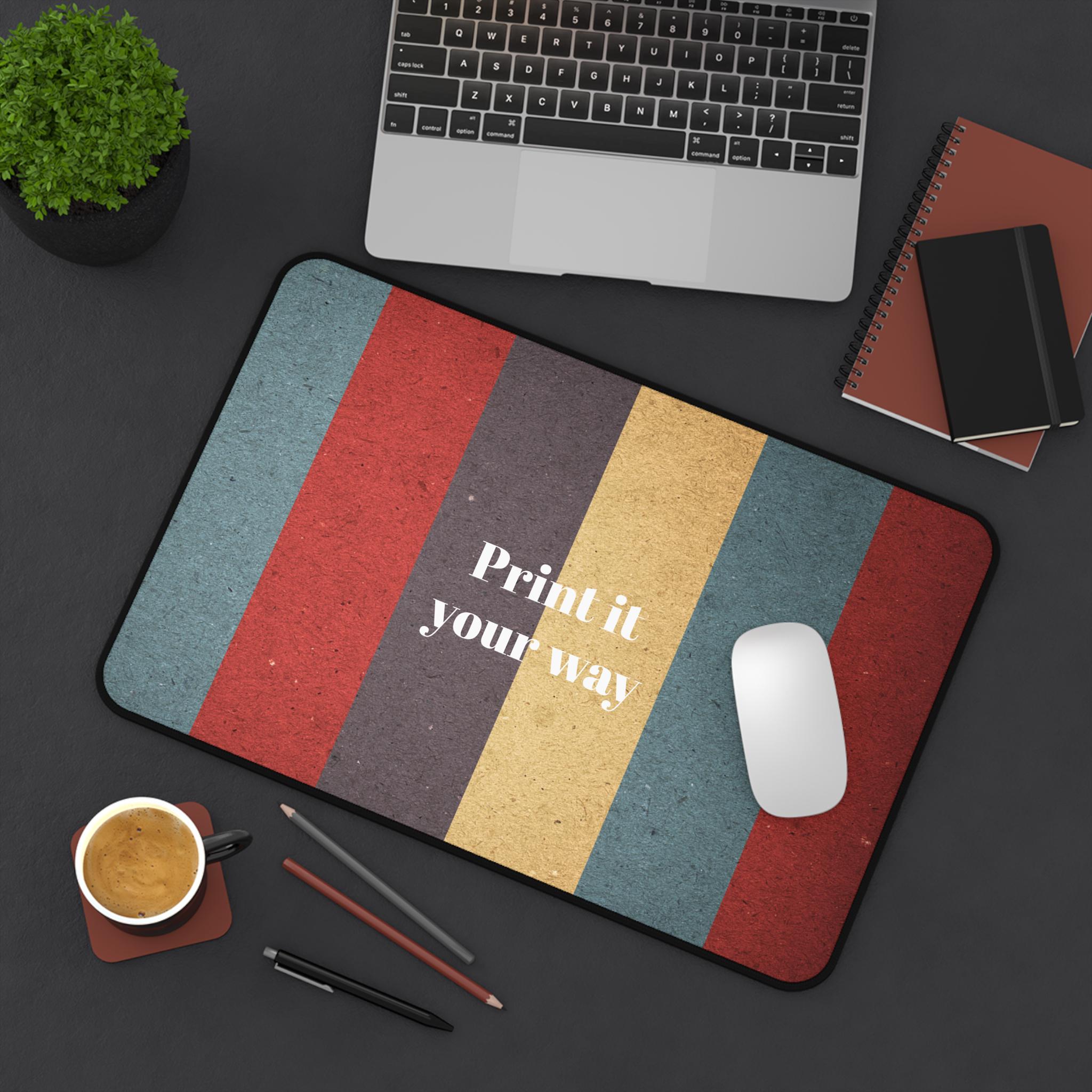 Retro Striped Desk Mat, Personalized Mouse Pad, Large Gaming Surface ...