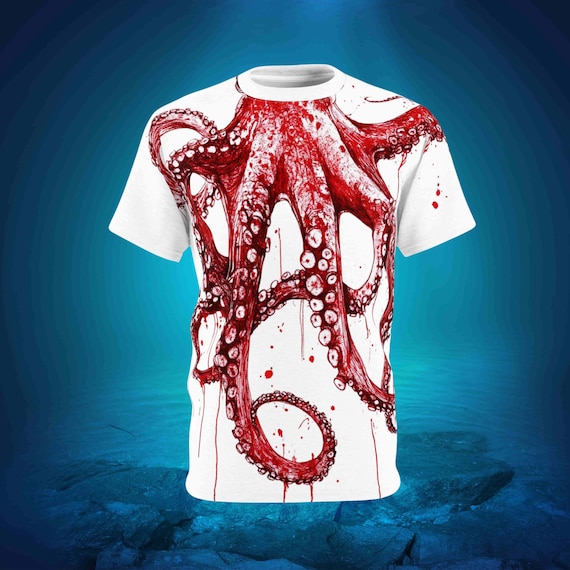 Red Octopus All Over Print Shirt: Oceancore Sea Animal Tee