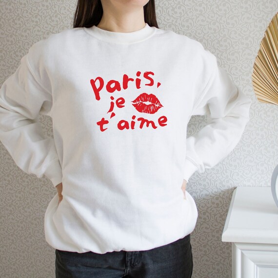 Paris Je T'aime Shirt: French Graphic Tee, Red Lips