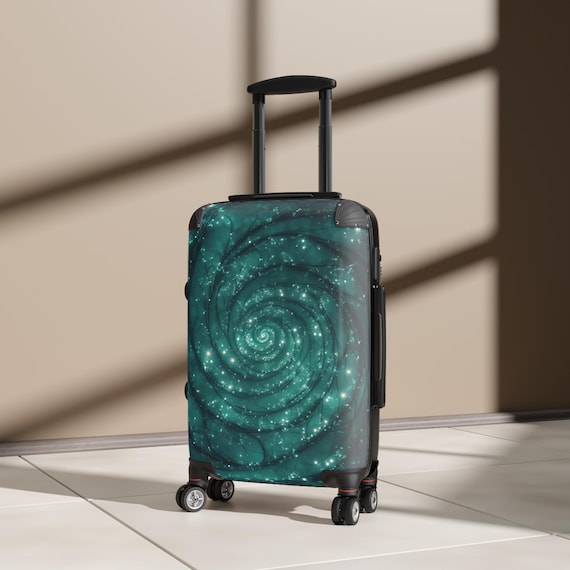 teal suitcase, Turquoise Cabin Suitcase, fancy luggage, Set of 3 Suitcases, suitcase sky, Turquoise Hardshell Suitcase, cosmic bag, galactic