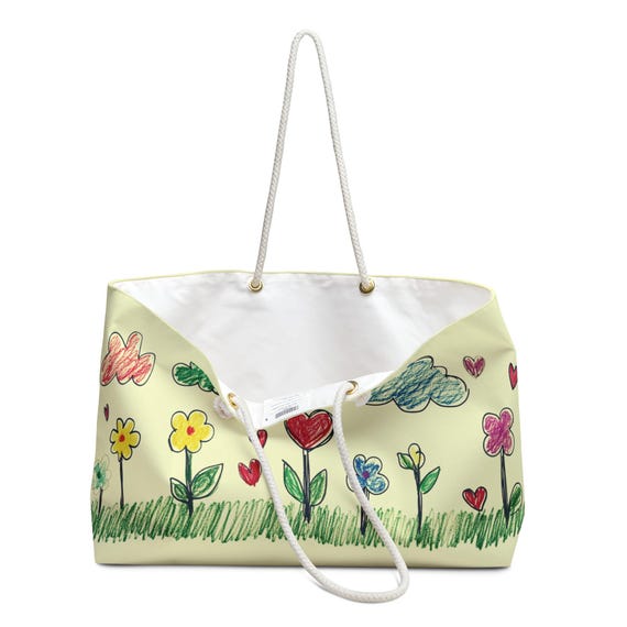 plant parent weekender bag, ladies weekender, plant lady bag, plant mom, botanical gift, kids drawing summer bag, granny tote bag