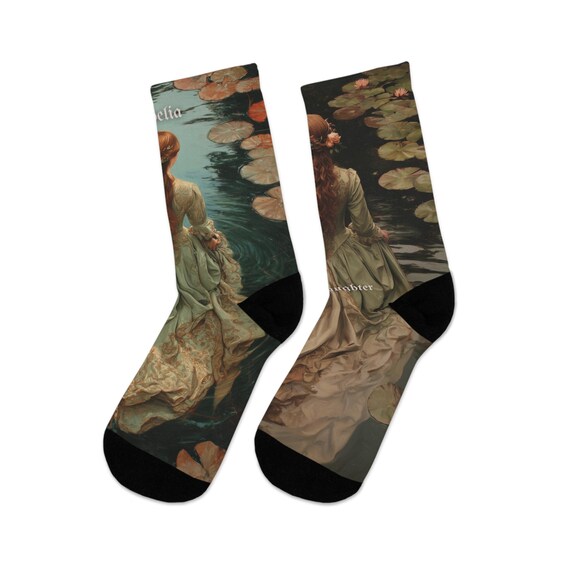 Ophelia Socks, Shakespearean Literature, Fan art Socks, Gift for her, Opalite Girl, Showgirl aesthetics,  Hamlet, Shakespeare, Art, Fanclub