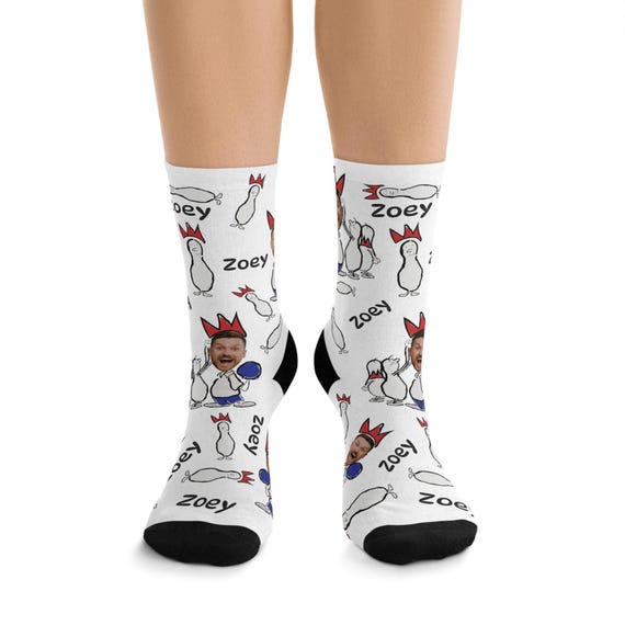 custom bowling socks, funny photo socks, personalized bowling gift, socks for him, Custom face socks, printed socks, fun sports gift
