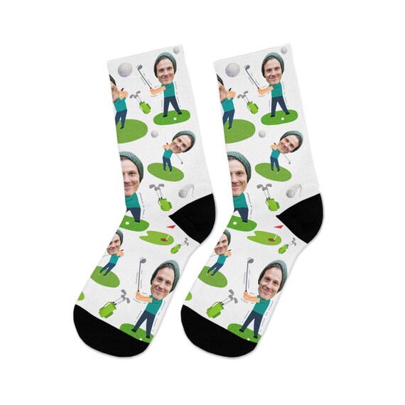 golf socks, custom socks with face, fathers day golf gifts, golf bachelor party, golf coach gift, golfer birthday gift, groomsmen golf gifts