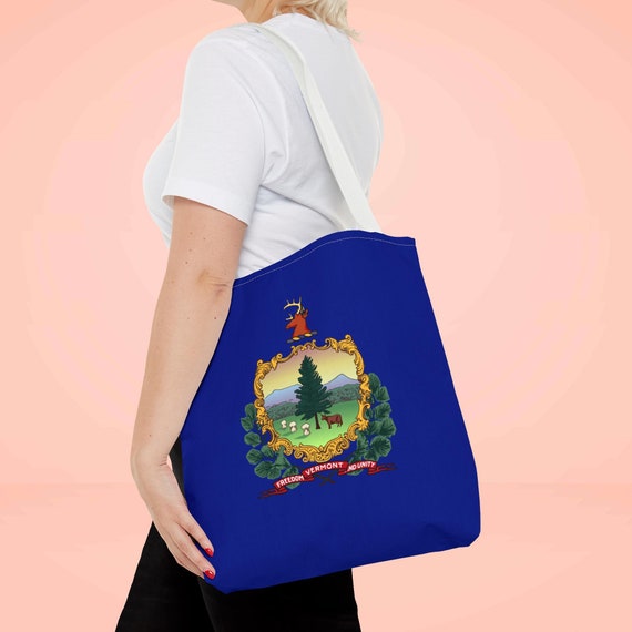 Vermont Tote Bag, vermont country, vermont art, vermont gift, reusable bag, bachelorette gift, vermont flag, outdoor games, Shoulder bag