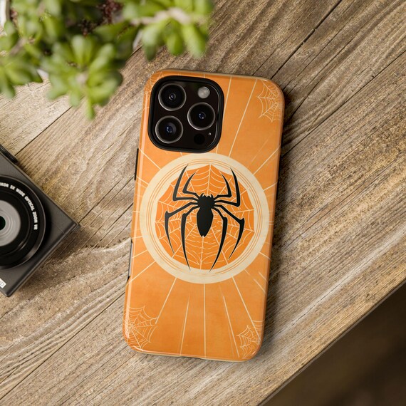 retro spider web phone case, vintage spider/ groovy web iphone case, 70s creepy aesthetic/ funky spider web phone case