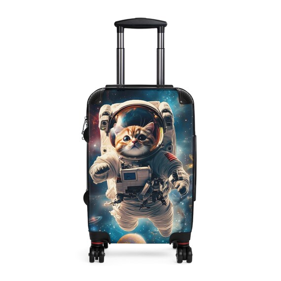cat suitcase, astronaut animal, Travel accessories, fancy luggage, childrens suitcase, travel suitcase, carry on bag, Set of 3 Suitcases