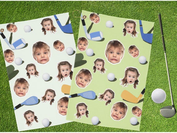 Custom Photo Golf Towel, Golf Players gift, Personalized Baby Face Golf Towel, Golf Towel With Kids Faces, Baby Photo Gift, Best Dad By Par