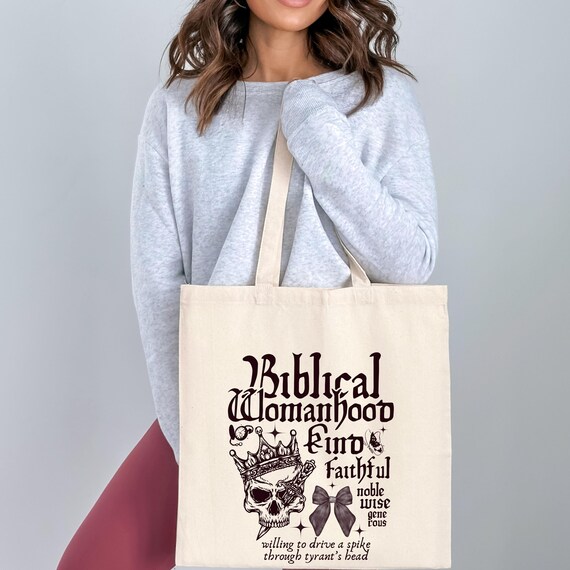 biblical womanhood, biblical womanhood skull, fascinating womanhood, biblical womanhood totebag, bible study gift, faith tote bag, Bag
