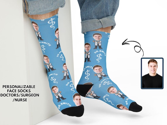 Personalized surgeon gift Socks, custom socks face, Future Doctor Gifts, Physician Week, medical socks, Medical Student Custom face and Name