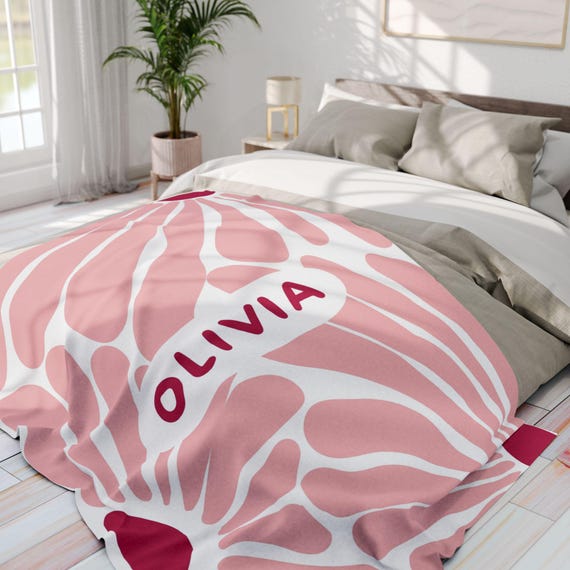 Monogram Blanket • Kids Personalized Coming Home Blanket • Custom Swaddle Birthday Gift for Girl • Baby Shower Present & Nursery Keepsake