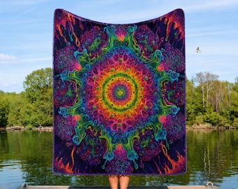 Psychedelic Spiral Tapestry, Trippy Wall Hanging for Bedroom, UV Reactive Hippie Decor, Colorful Dorm Room Wall Art, Festival Room Aesthetic