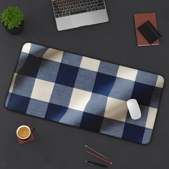 Gingham Desk Mat, Large Checkered Mouse Pad, Plaid Desk Pad, Gaming Keyboard Mat, Modern Office Desk Mat, Cute Grid Desk Mat, Customizable