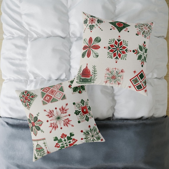Festive Holiday Pillow | Decorative Christmas Cushion, Seasonal Home Decor, Cozy Winter Vibes, Gift for Friends & Family, Quilted Design