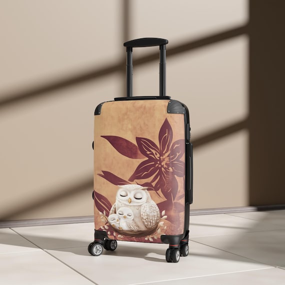 owl luggage, owl themed gift, owl suitcase, Cabin Suitcase,  gothic suitcase, spooky luggage, carry on bag, rolling luggage, Suitcases