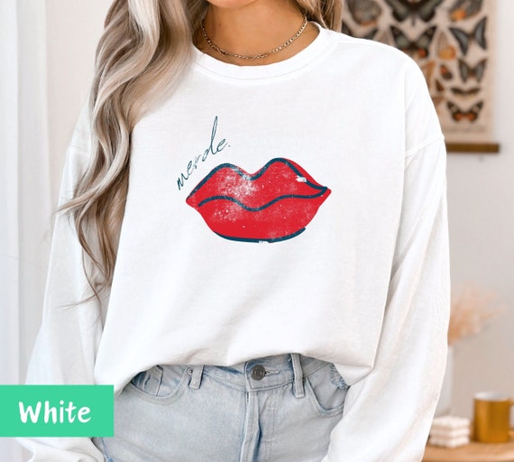 merde, paris shirt, french word shirt, french gift, french shirt, france shirt, paris travel, lips shirt, kiss shirt vintage, french wording