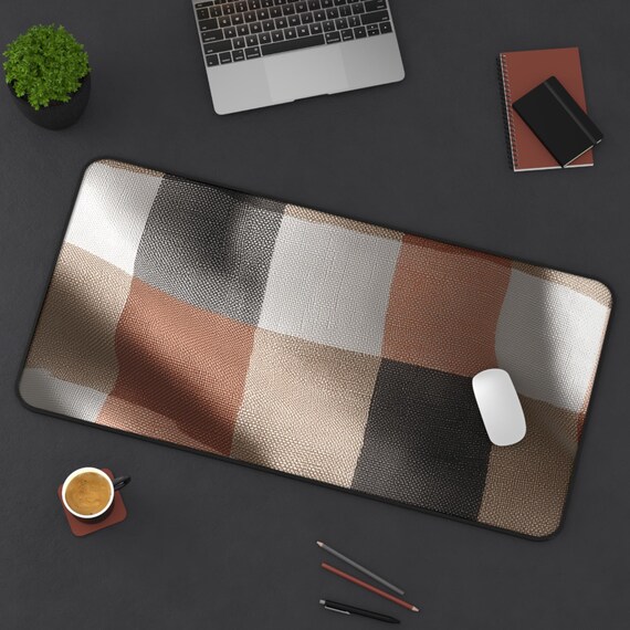 Gingham Desk Mat, Large Checkered Mouse Pad, Plaid Desk Pad, Gaming Keyboard Mat, Modern Office Desk Cover, Cute Grid Desk Mat