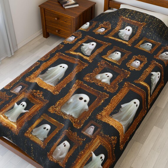 witchy blanket, Whimsigothic Decor, Dark Aesthetic Decor, Gift for Goths, spooky wedding blanket, Witch Aesthetic, ghost blanket, Ghostly