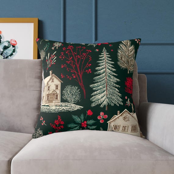 Christmas Pillow, Cozy Holiday Throw Pillow, Winter Home Decor Cushion, Festive Decorative Accent, Cozy Home Gift for Her, Xmas Decor