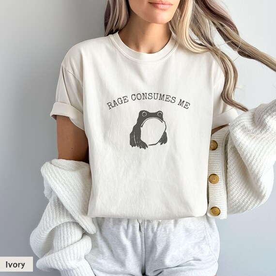Rage Consumes me, Matsumoto Shoji Frog Shirt, Unimpressed Frog Graphic Tee, Vintage Japanese Art Tee, Retro Grumpy Frog Shirt, Unisex