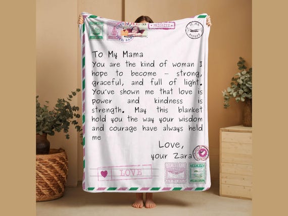 Hand written letter gift - Personalized Letter Blanket · Love Letter Blanket · Custom Text Blanket · Gift for Mom · Keepsake Throw · Present