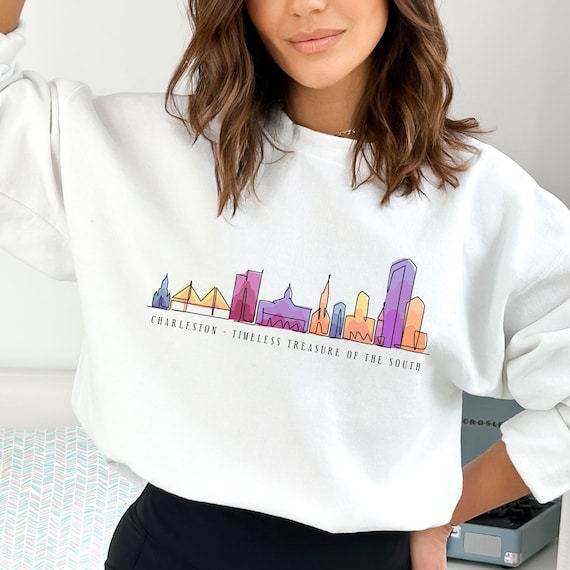 Charleston Rainbow Row Shirt, Charleston Skyline Sweatshirt, Charleston Sweatshirt, Home State Crewneck, Travel Gift Souvenir, Unisex